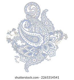 Isolated Vector Floral Paisley. Asian Arabian greeting card design