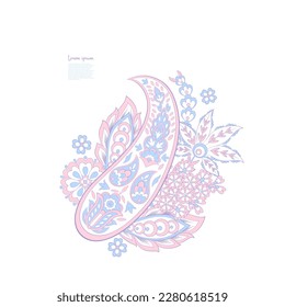 Isolated Vector Floral Paisley. Asian Arabian greeting card design