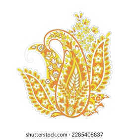 Isolated Vector Floral Paisley. Asian Arabian greeting card design