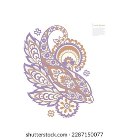 Isolated Vector Floral Paisley. Asian Arabian greeting card design