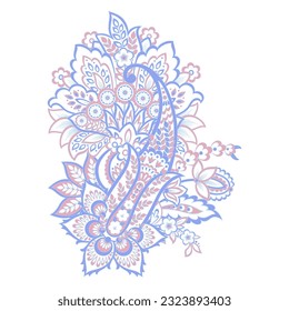 Isolated Vector Floral Paisley. Asian Arabian greeting card design