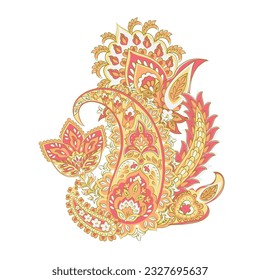 Isolated Vector Floral Paisley. Asian Arabian greeting card design