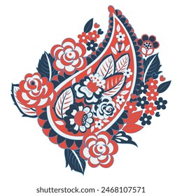 Isolated Vector Floral Paisley. Asian Arabian greeting card design