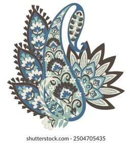 Isolated Vector Floral Paisley. Asian Arabian greeting card design