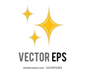 The isolated vector glittering flashes of sparkles, yellow four-point stars flat icon, indicate love, happiness; beauty, gratitude and excitement
