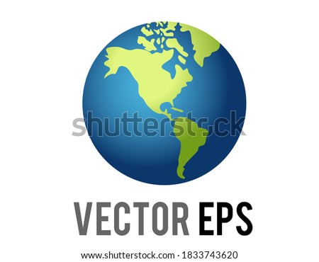 The isolated vector globe showing Americas icon, showing North, South America in green against blue ocean, represent various content concerning the North and South American regions