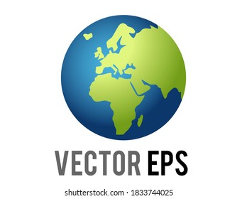 The isolated vector globe showing Europe and Africa in green against blue ocean icon, represent various content concerning European, African and Atlantic regions