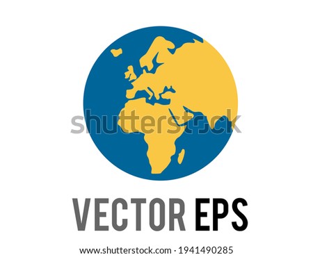 The isolated vector globe showing Europe and Africa in green against blue ocean icon, represent various content concerning European, African and Atlantic regions