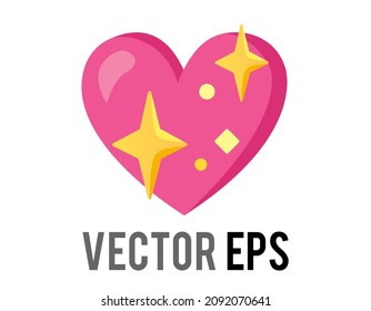 El vector aislado brillante icono del corazón del amor rosa con estrellas brillantes doradas, utilizado para expresiones de brillantez