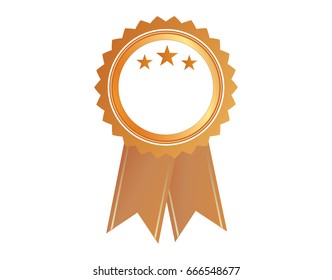 The isolated vector gold color award medal ribbon badge 
