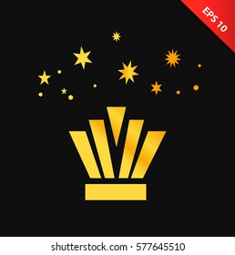 Isolated vector gold crown. Decorative symbol of glory, victory, Royal power