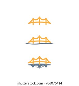 Isolated Vector Golden Bridge Icon Illustrations