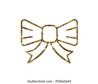 Isolated vector golden glitter gift ribbon line icon