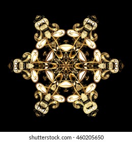 Isolated of vector golden snowflake. Fine winter ornament. Colorful snowflakes Vector illustration.
