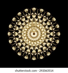 Isolated of vector golden snowflakes. Snowflakes collection. Fine winter ornament. Vector illustration.