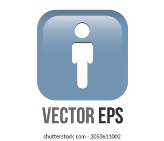 El aislado gradiente vectorial azul hombre baño alrededor de esquina botón icono cuadrado con iconografía de hombre y mujer, para indicar la ubicación de baños públicos, baños, baños