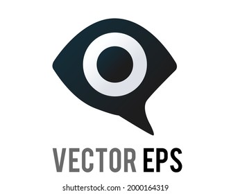 The isolated vector gradient dark grey speech bubble icon showing an eye inside,  representing anti bullying campaign