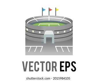 The isolated vector gradient gray large capacity outdoor football or soccer stadium icon in the city