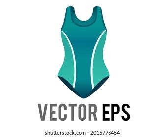 The isolated vector gradient green sporty one piece swimsuit icon with pattern