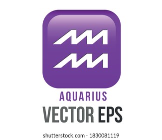 The isolated vector gradient purple Aquarius astrological sign icon in the Zodiac,  represents water bearer