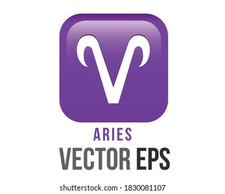 The isolated vector gradient purple Aries astrological sign emoji icon in the Zodiac,  represents a ram svg