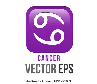 The isolated vector gradient purple Cancer astrological sign emoji icon in the Zodiac, represents Crab svg