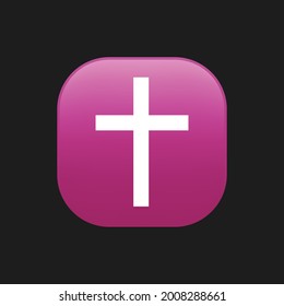 The isolated vector gradient purple Latin, Christian cross icon round corner button. Christian cross icon illustration vector, can be used for web and design.