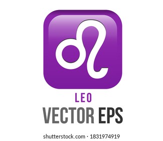 The isolated vector gradient purple Leo astrological sign emoji icon in the Zodiac, represents lion svg