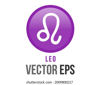 The isolated vector gradient purple Leo astrological sign icon in the Zodiac, represents lion
