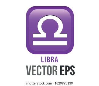 The isolated vector gradient purple Libra astrological sign emoji icon in the Zodiac,  represents weighing scales