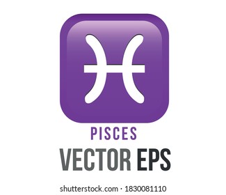 The isolated vector gradient purple Pisces astrological sign emoji icon in the Zodiac,  represents fish svg