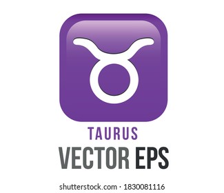 The isolated vector gradient purple Taurus astrological sign emoji icon in the Zodiac, represents bull svg