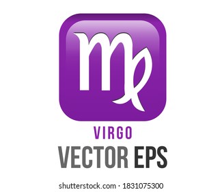 The isolated vector gradient purple Virgo astrological sign emoji icon in the Zodiac, represents Maiden svg