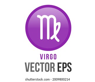The isolated vector gradient purple Virgo astrological sign icon in the Zodiac, represents Maiden