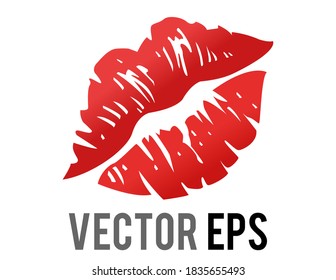 Icono de la marca de besos rojos gradiente vectorial aislado con lápiz labial brillante