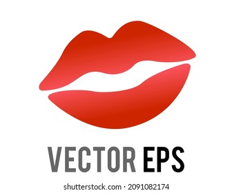 The isolated vector gradient red kiss mark icon with bright lipstick