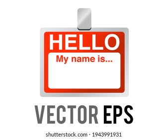 The isolated Vector gradient red rectangle shaped name badge tag icon for school, business, event