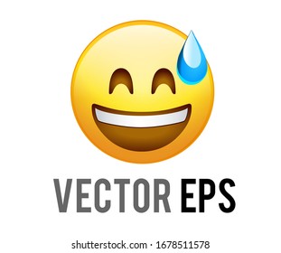 The Isolated vector gradient yellow careless face flat emoji icon with blue sweat