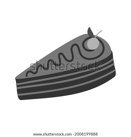 Isolated vector graphic design illustration of a lined white chocolate creamy cake with strawberry. The design is perfect for stickers, decorations, icons, advertisements, badges, logos