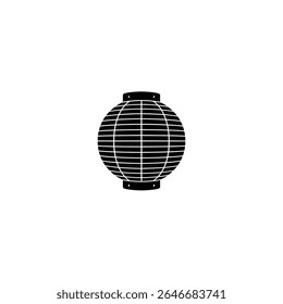 An isolated, vector graphic showcases a single black hanging lantern, creating a minimalist, Asian-inspired decor element perfect for illustrations and design.