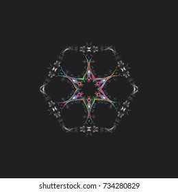 Isolated of vector gray, blue and pink snowflakes. Snowflakes collection. Vector illustration. Fine winter ornament.