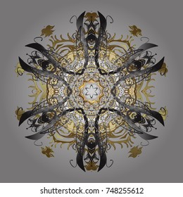 Isolated of vector gray, brown and beige snowflake. Fine winter ornament. Vector illustration.