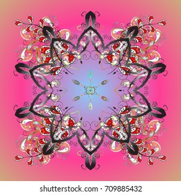 Isolated of vector gray, brown and pink snowflakes. Snowflakes collection. Vector illustration. Fine winter ornament.