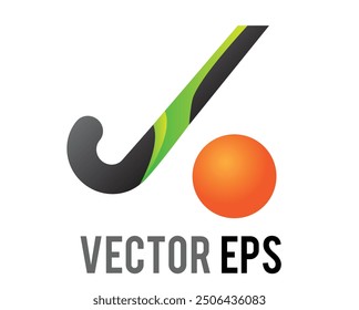 The isolated vector green and black hockey stick and orange ball icon