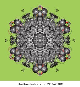 Isolated of vector green, gray and neutral snowflakes. Fine winter ornament. Snowflakes collection. Vector illustration.
