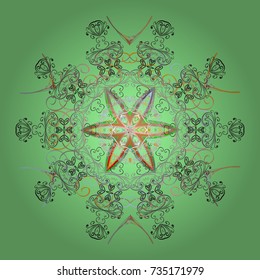 Isolated of vector green, gray and neutral snowflakes. Snowflakes collection. Vector illustration. Fine winter ornament.