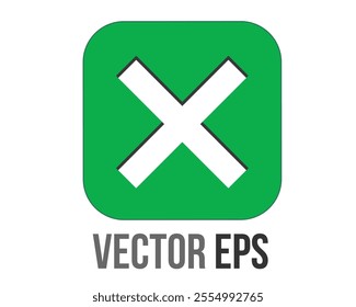 The isolated vector green rounded square cross wrong mark button flat icon