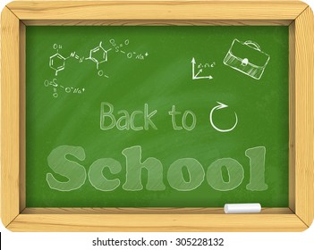 Isolated vector green school board. Back to school illustration.
