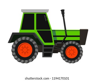 Isolated vector green tractor illustration