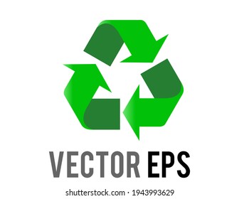 The isolated vector green universal recycling symbol icon, three arrows pointing clockwise in a triangular formation